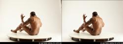 Nude Man Black Sitting poses - simple Muscular Short Black Sitting poses - ALL 3D Stereoscopic poses Realistic